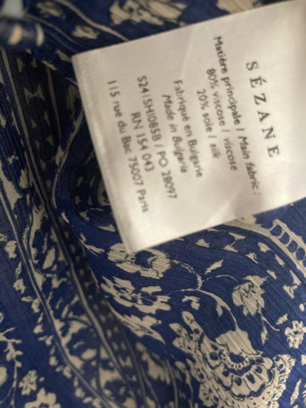 Sezane Blue and White Floral-Stripe Button Down Shirt - Picture 8 of 8